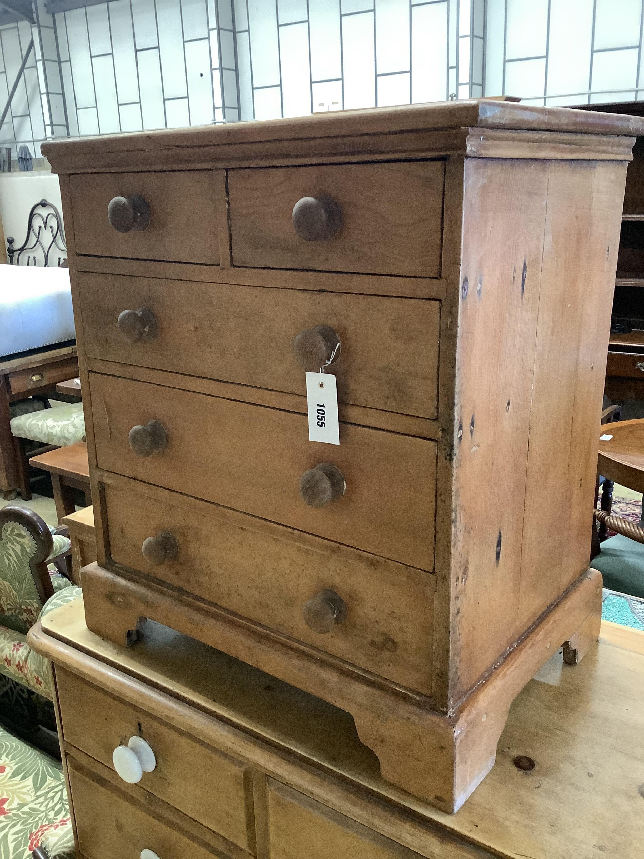 A small Victorian style pine chest, width 58cm, depth 39cm, height 65cm